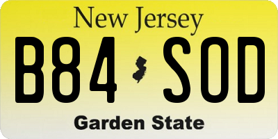 NJ license plate B84SOD