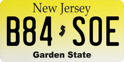 NJ license plate B84SOE