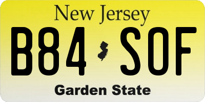 NJ license plate B84SOF