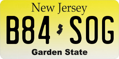 NJ license plate B84SOG