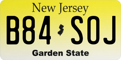 NJ license plate B84SOJ