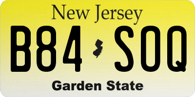 NJ license plate B84SOQ