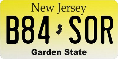 NJ license plate B84SOR