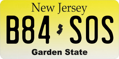 NJ license plate B84SOS