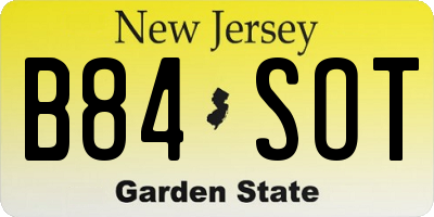 NJ license plate B84SOT