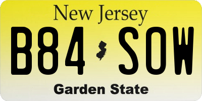 NJ license plate B84SOW