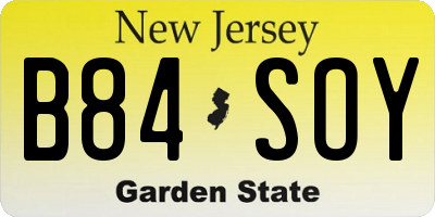 NJ license plate B84SOY