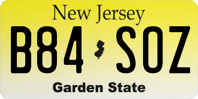 NJ license plate B84SOZ