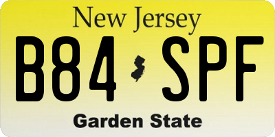 NJ license plate B84SPF