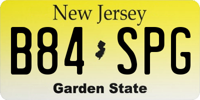 NJ license plate B84SPG