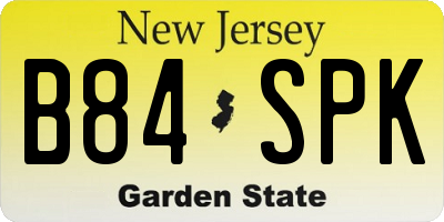 NJ license plate B84SPK