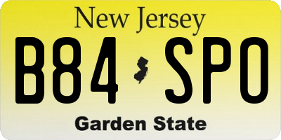 NJ license plate B84SPO
