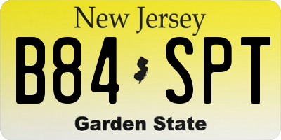 NJ license plate B84SPT