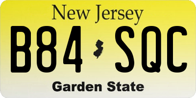 NJ license plate B84SQC