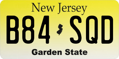 NJ license plate B84SQD