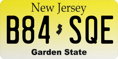 NJ license plate B84SQE