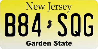 NJ license plate B84SQG