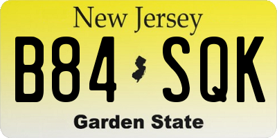 NJ license plate B84SQK