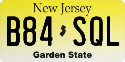 NJ license plate B84SQL