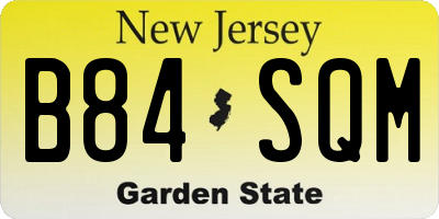 NJ license plate B84SQM