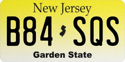 NJ license plate B84SQS