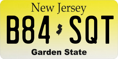 NJ license plate B84SQT