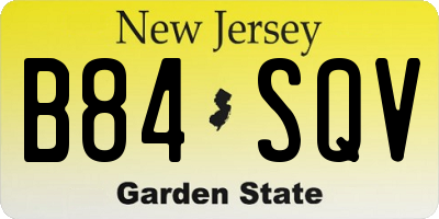 NJ license plate B84SQV