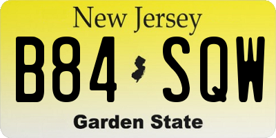 NJ license plate B84SQW