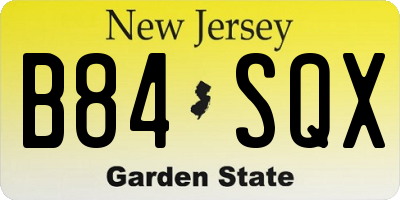 NJ license plate B84SQX
