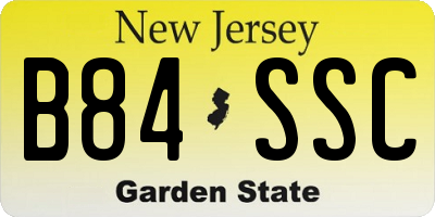 NJ license plate B84SSC
