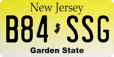 NJ license plate B84SSG