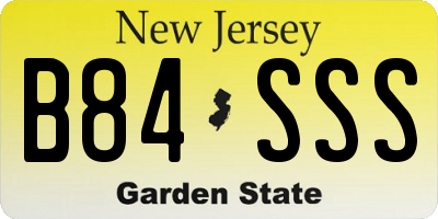 NJ license plate B84SSS