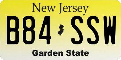 NJ license plate B84SSW