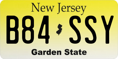 NJ license plate B84SSY