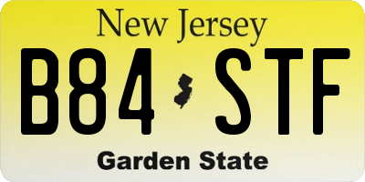 NJ license plate B84STF