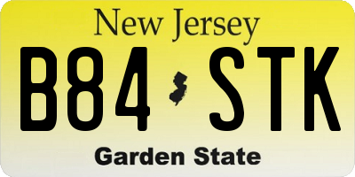 NJ license plate B84STK