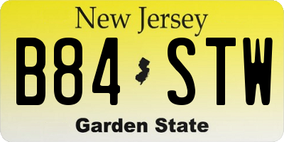 NJ license plate B84STW