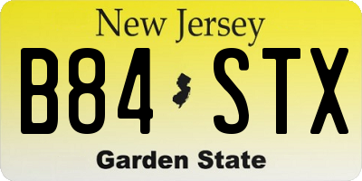 NJ license plate B84STX