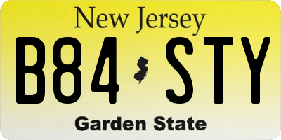 NJ license plate B84STY
