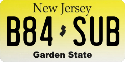 NJ license plate B84SUB