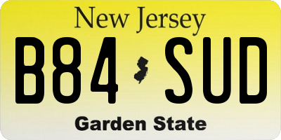 NJ license plate B84SUD