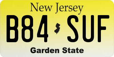 NJ license plate B84SUF