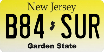 NJ license plate B84SUR
