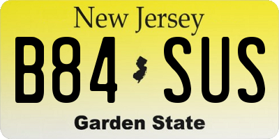 NJ license plate B84SUS