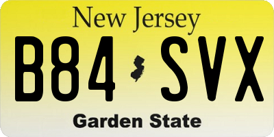 NJ license plate B84SVX