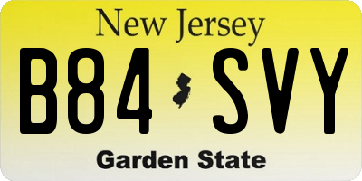 NJ license plate B84SVY