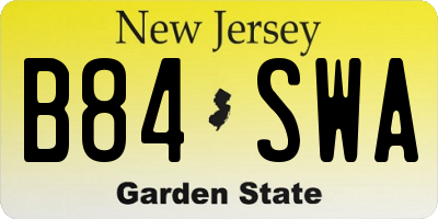 NJ license plate B84SWA