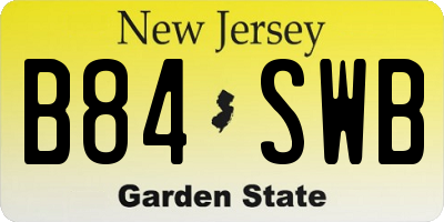 NJ license plate B84SWB
