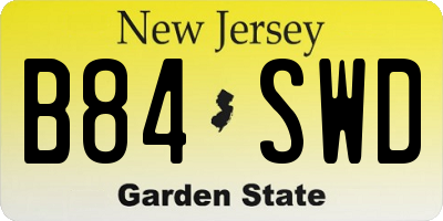 NJ license plate B84SWD