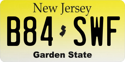 NJ license plate B84SWF